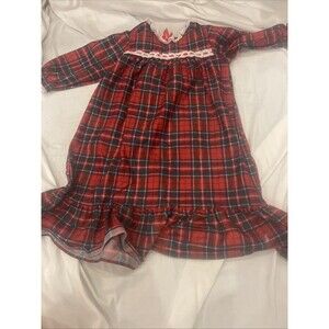 Vintage 80s 90s flannel plaid nightgown Christmas Photos 18 months Starting Out